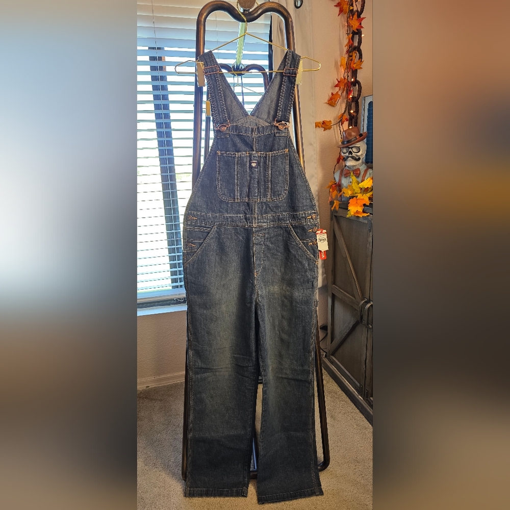 UNIONBAY Women's Dark Indigo Vintage Blue Denim Overalls Y2K 90s Large